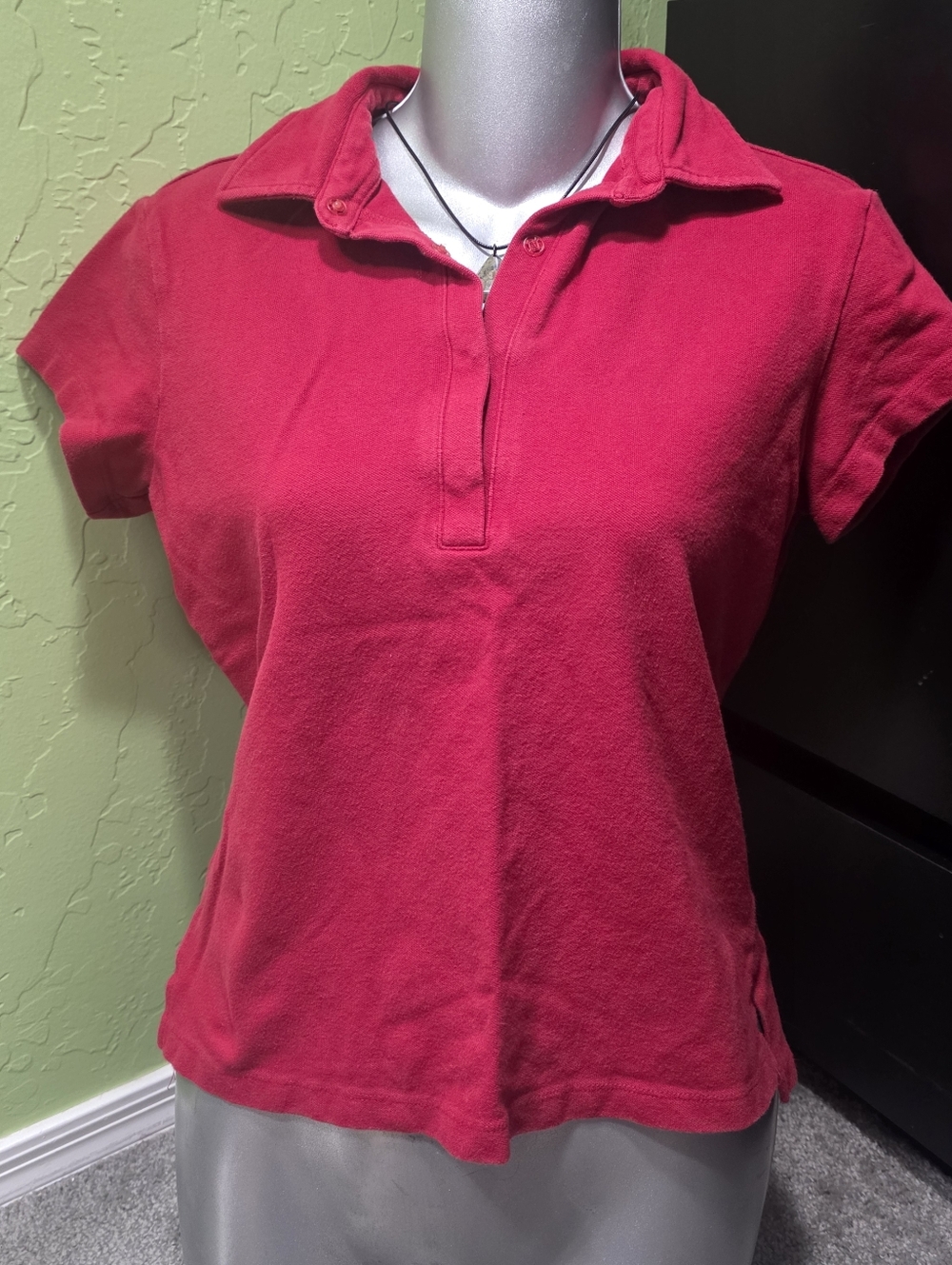 Vintage Express Jeans Red Polo Shirt Size Women's Medium